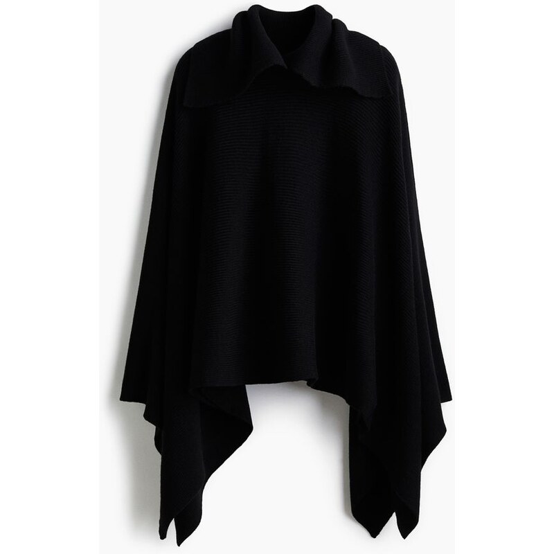 H&M - Žebrovaná pelerína - černá 108884916
