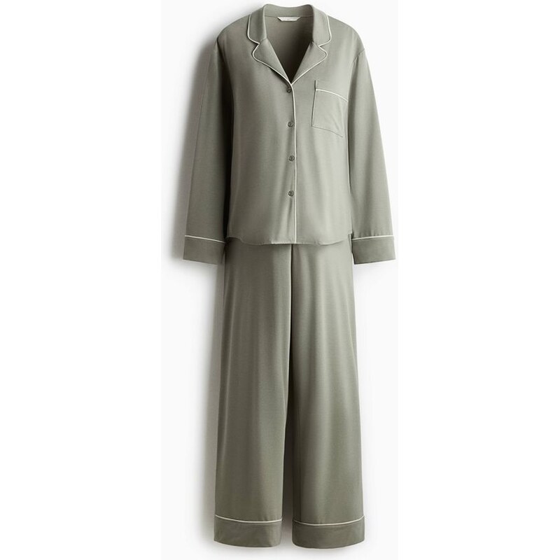 H&M - MAMA Pyžamos paspulkami - Světle Zelená Khaki