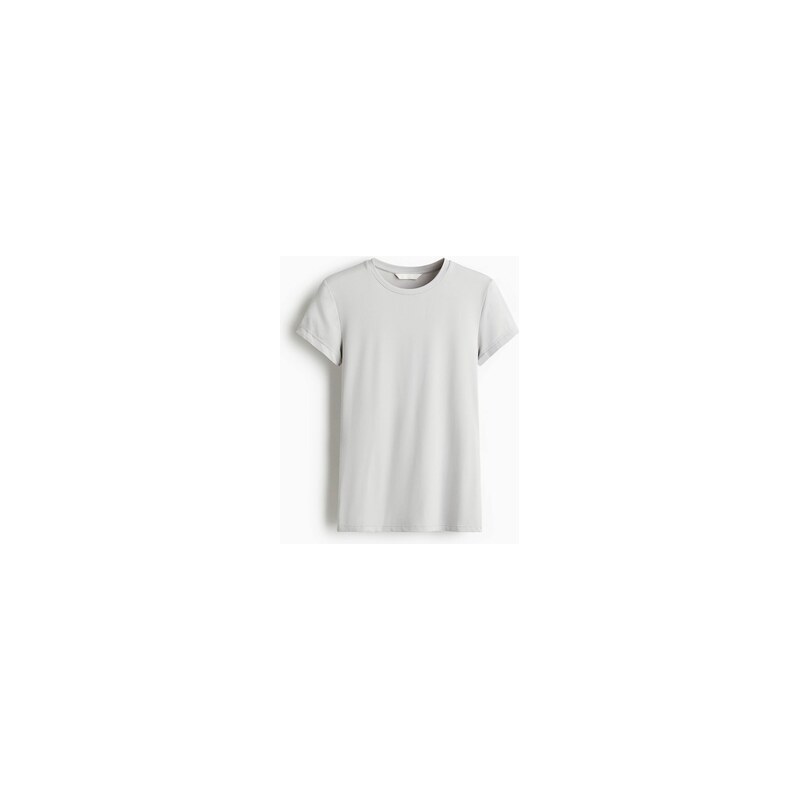 H&M - Přiléhavé tričko z mikrovlákna - Světle Šedá