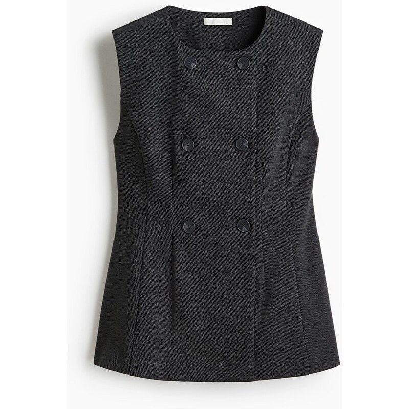 H&M - Dvouřadová vesta - Tmavě Šedý Melír