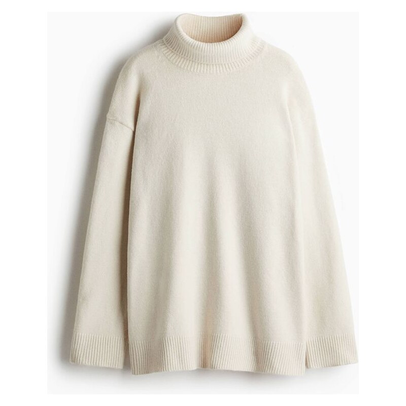 H&M - Svetrs rolákem Loose Fit - Světle Béžová