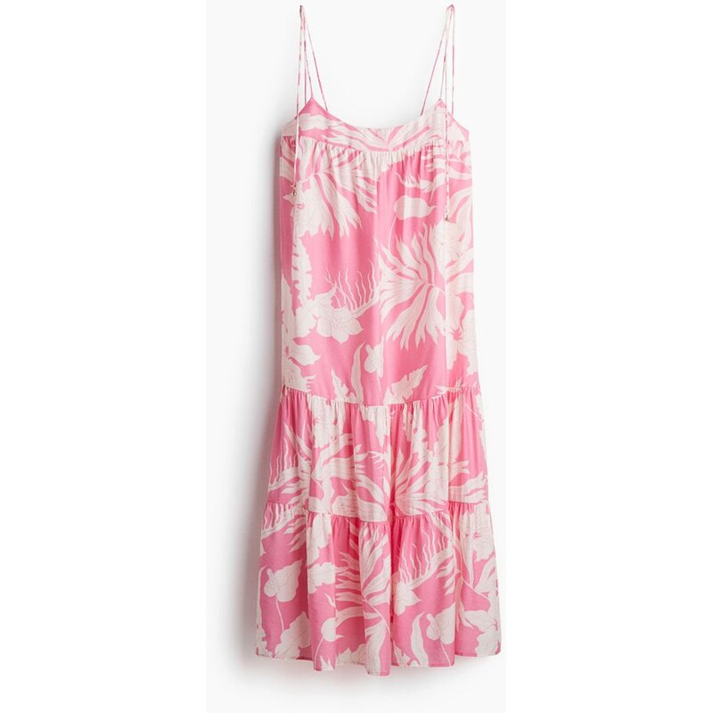 H&M - Maxišatys vázacími ramínky - Růžová/Vzor