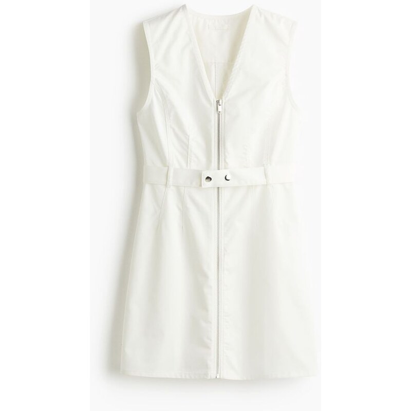 H&M - Keprové šatys páskem - Bílá