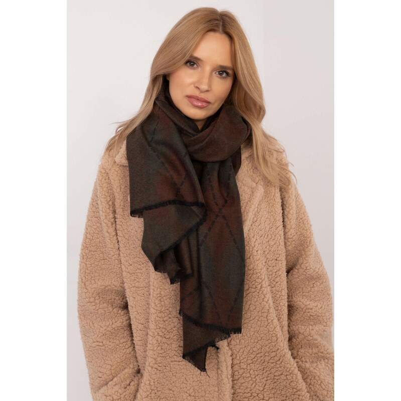 MladaModa Dámská šála s diamantovým vzorem model 30182 barva khaki 109018825