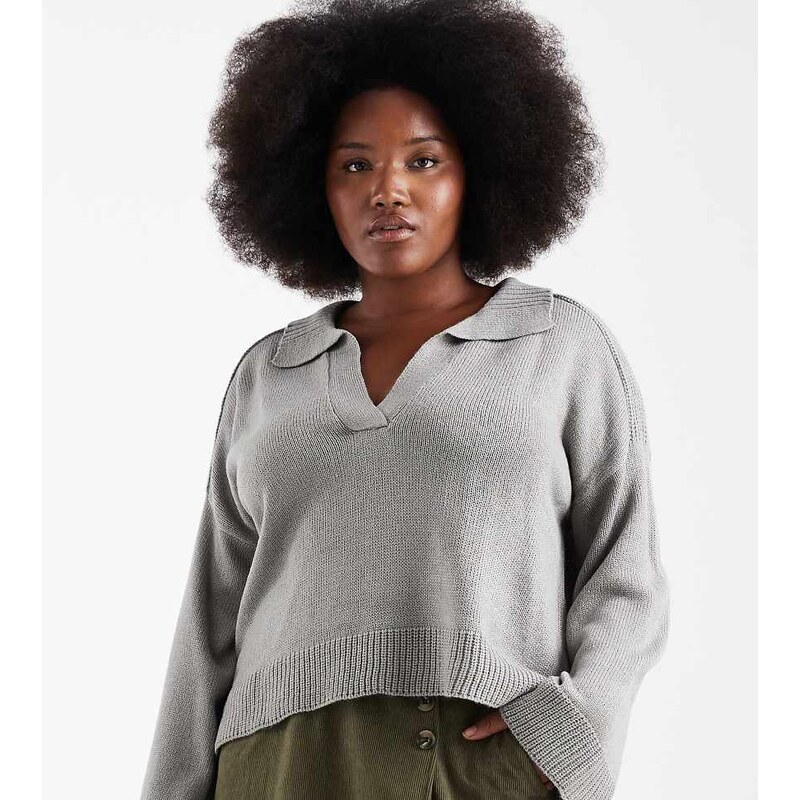 Brave Soul Plus Brave Soul Curve knitted jumper with polo neck