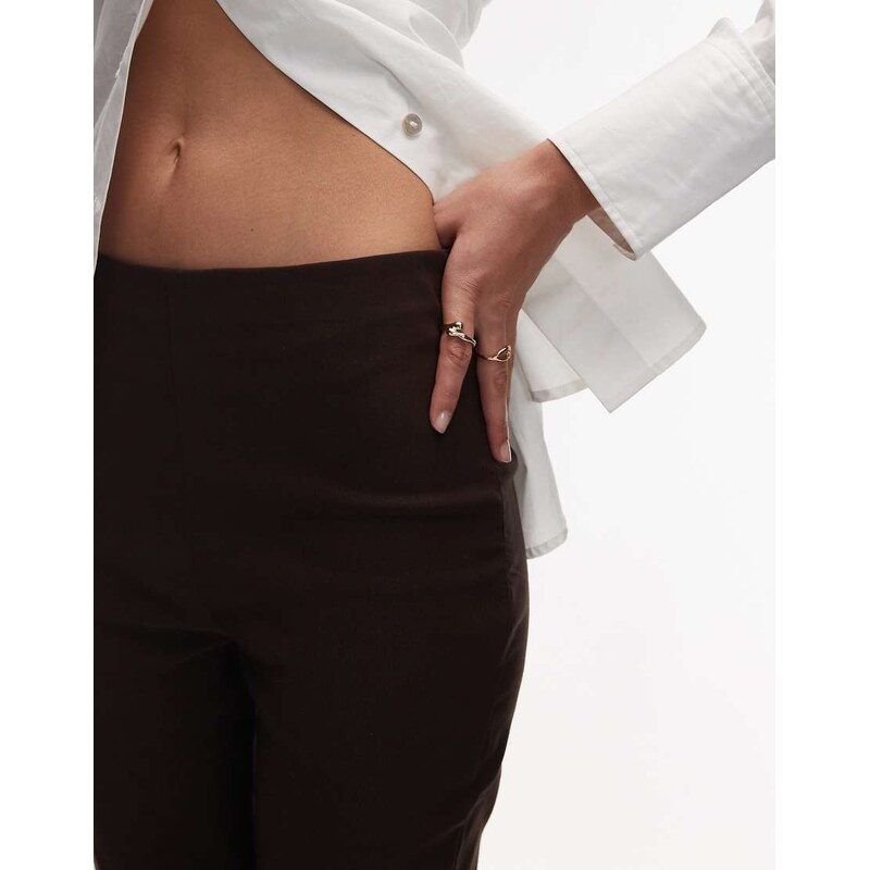 ASOS DESIGN bengaline cigarette trouser with side split detail in chocolate brown