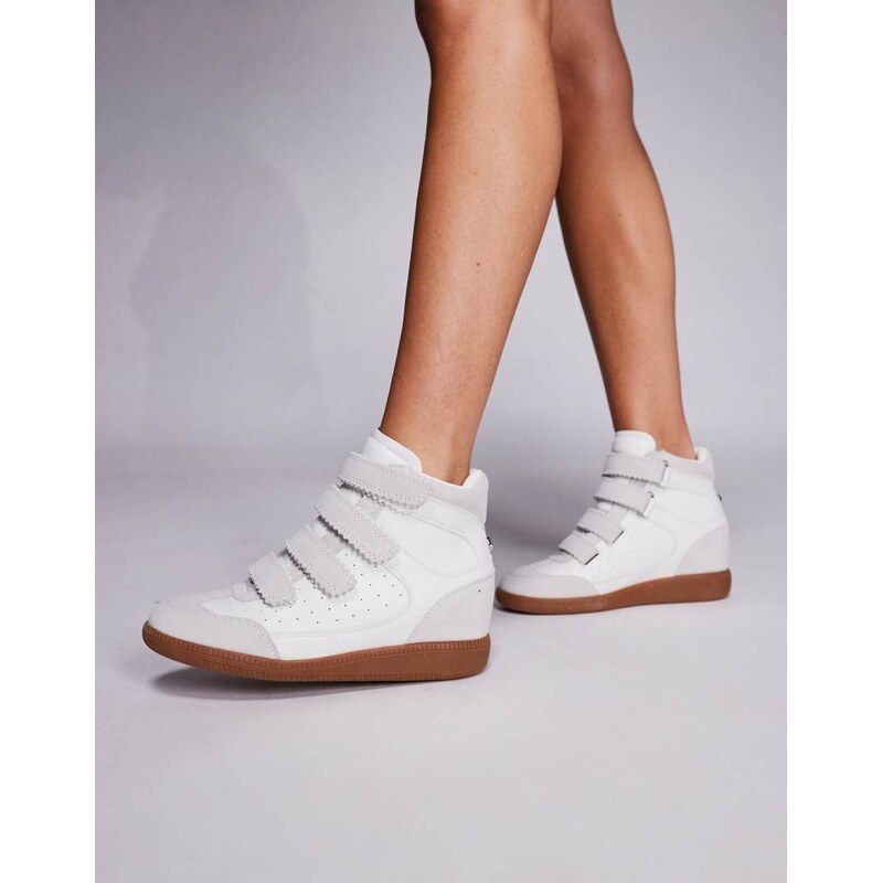 Steve Madden gum sole heeled trainers in white 115730568