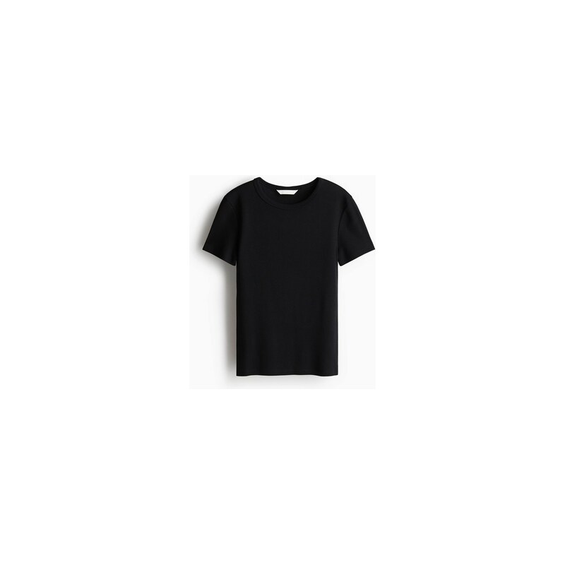 H&M - Žebrované tričko - Černá