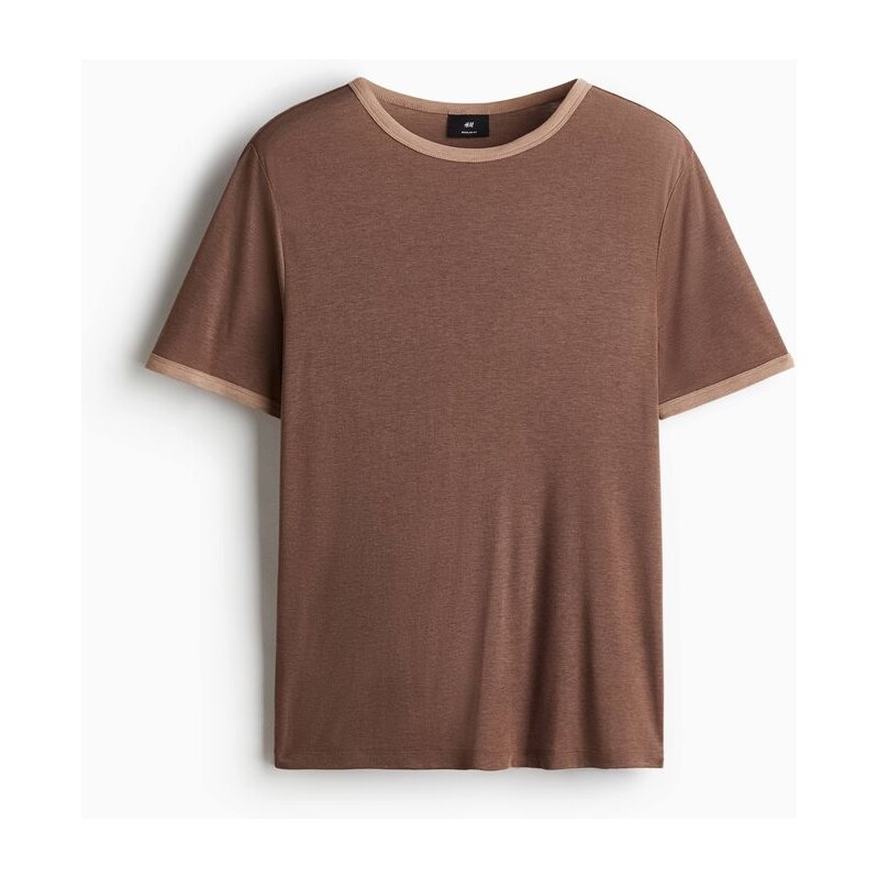 H&M - Tričko Regular Fit - Hnědá