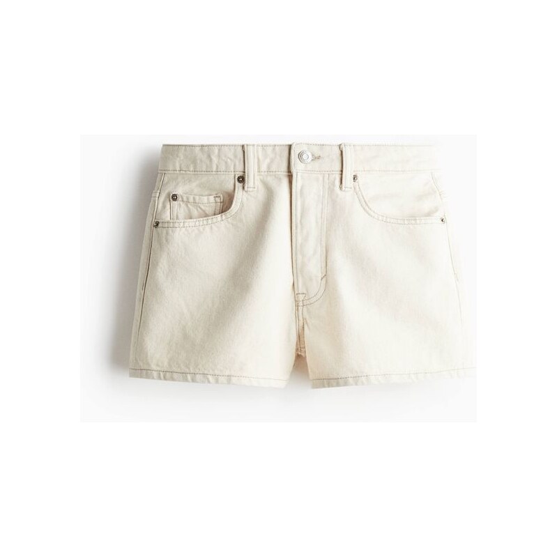 H&M - Džínové šortky High - bílá 108137181