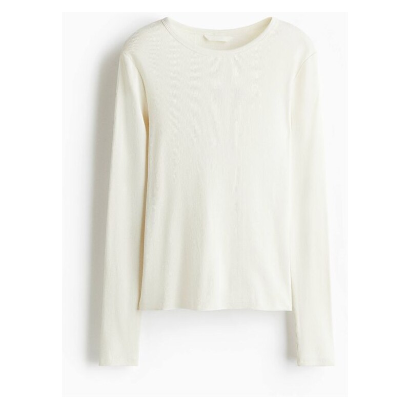 H&M - Žebrované bavlněné triko - Bílá