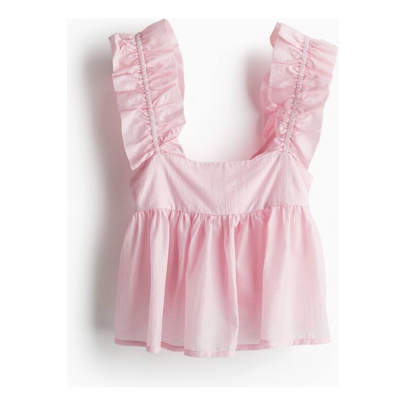 H&M - Ruched peplum vest top - Světle Růžová