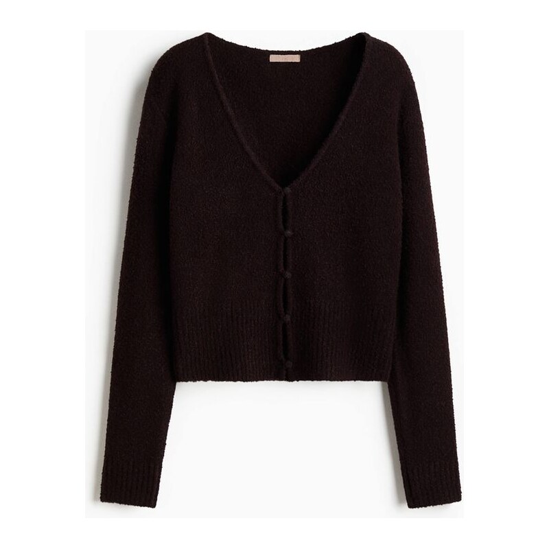 H&M - Propínací svetr z úpletu buklé - červená 108304732