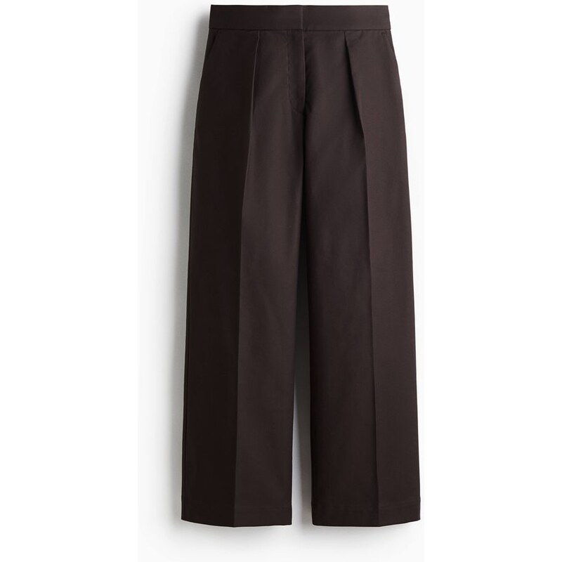 H&M - Široké keprové kalhoty - hnědá 108429491