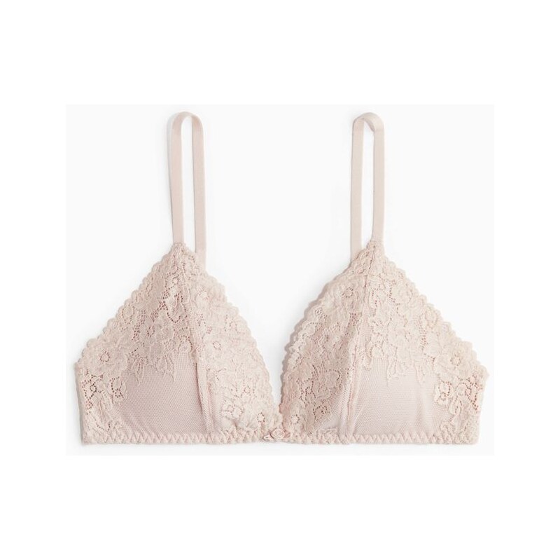 H&M - Měkká vyztužená krajková podprsenka - růžová 108510142