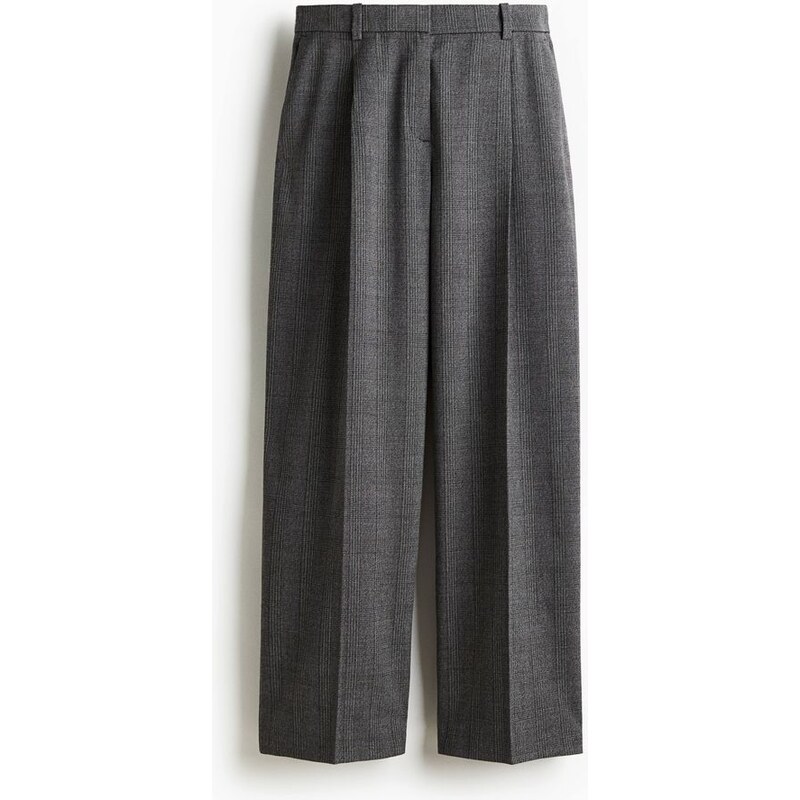 H&M - Široké elegantní kalhoty - Tmavě Šedá/Kostka