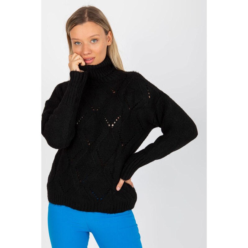 MladaModa Ažurový oversize svetr model 01905 černý