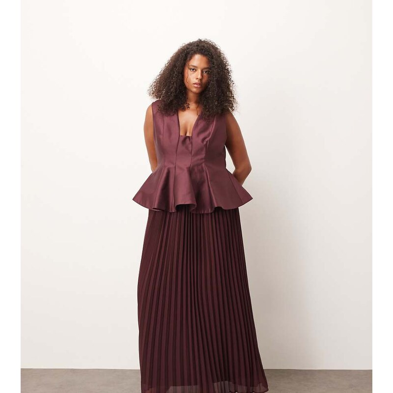 ARRANGE Curve structured waisted maxi dress with contrast
