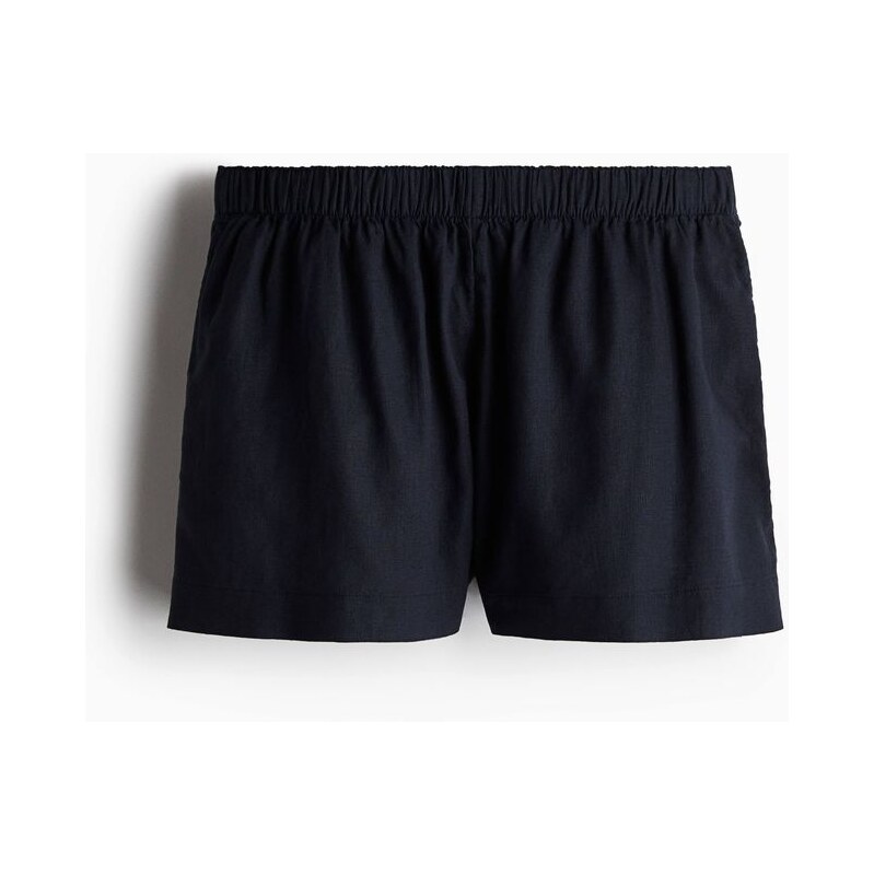 H&M - Šortky z lněné směsi - Tlumená Černá