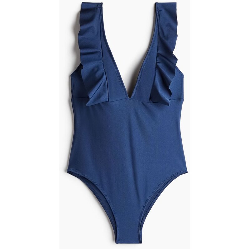 H&M - Jednodílné plavkys vyztuženými košíčky - modrá 108134443