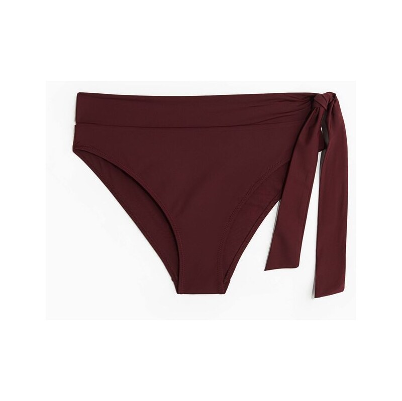 H&M - Bikinové kalhotkys vysokým pasem a zavazováním - Vínová