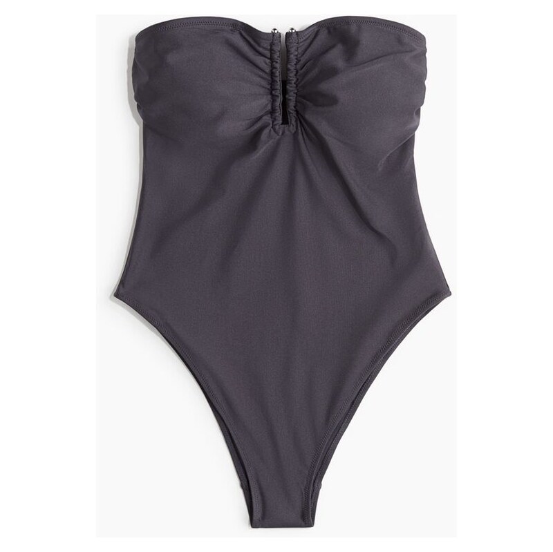 H&M - Plavky bandeaus vyztuženými košíčky - Tmavě Šedá