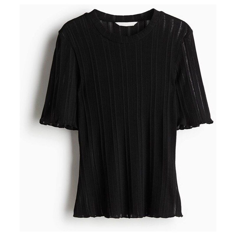 H&M - Top z žebrovaného úpletu - Černá