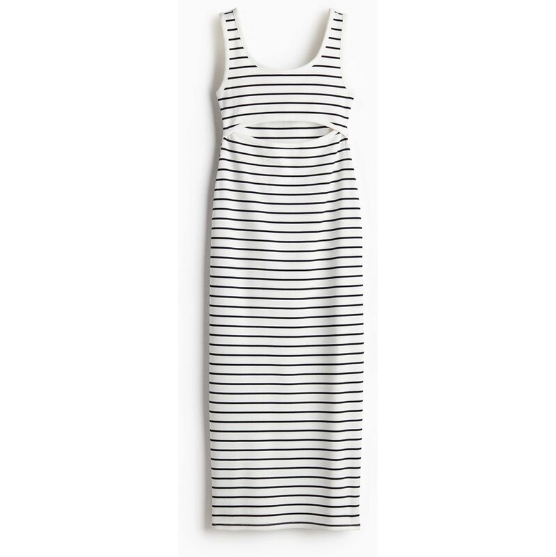 H&M - Maxišatys průstřihem - Bílá/Proužky