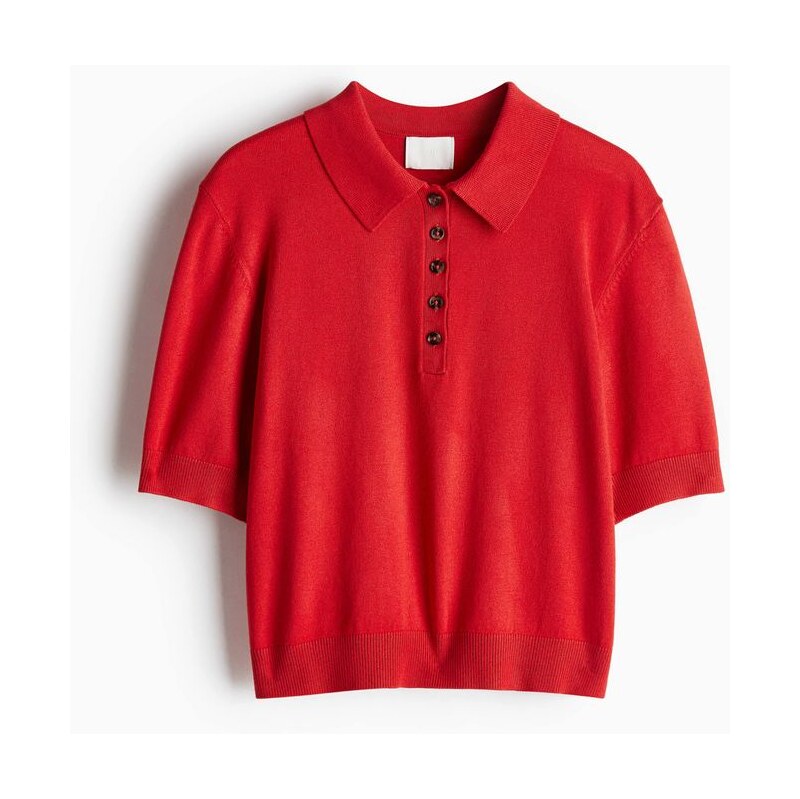 H&M - Top z jemného úpletus límečkem - Červená