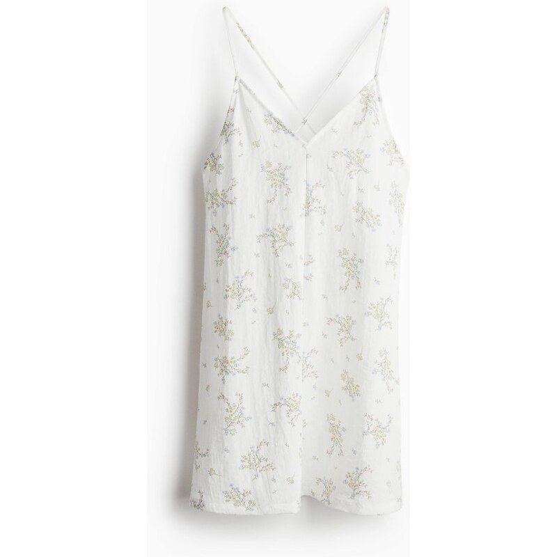 H&M - Šaty na ramínka odhalující záda - Bílá/Květiny