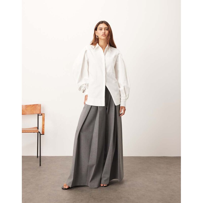 ARRANGE sculpted shirt with channelled back in white