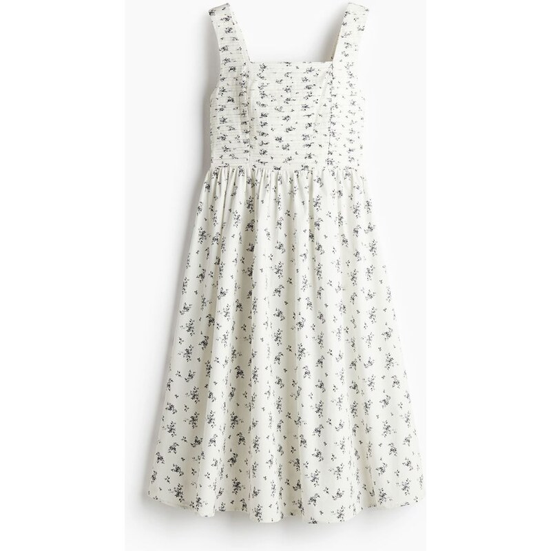 H&M - Šaty sesámky a rozšířenou sukní - Krémová/Květiny