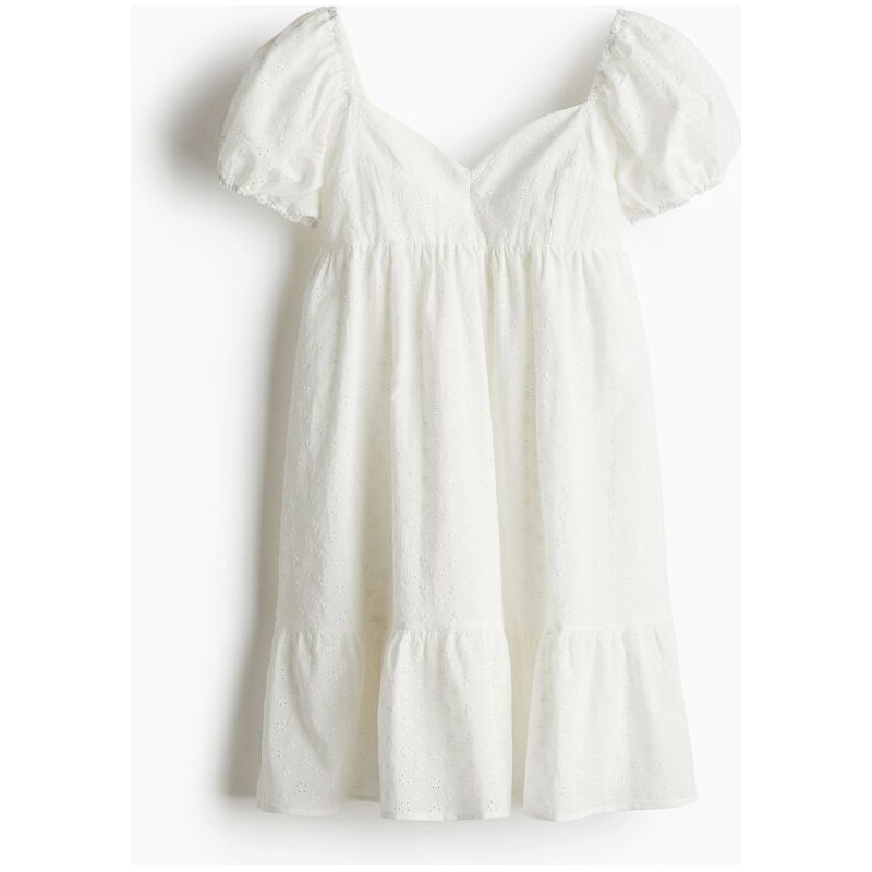H&M - Šatys nabíranými rukávy - Krémová/Madeira
