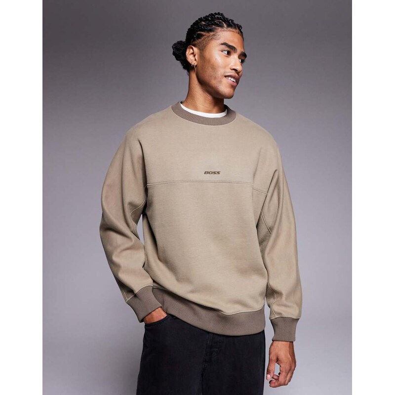 Boss Orange relaxed fit central logo heavyweight sweatshirt in