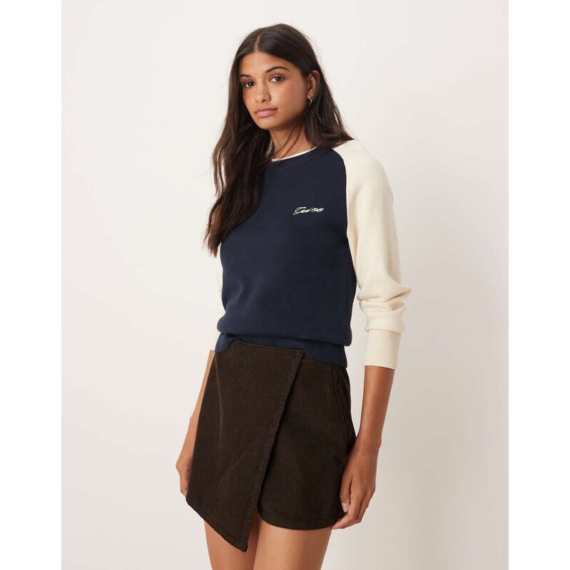 GANT colour block cotton knit jumper in navy