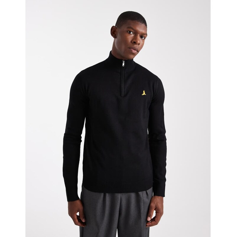Brave Soul 1/4 zip knitted jumper in black 109025529