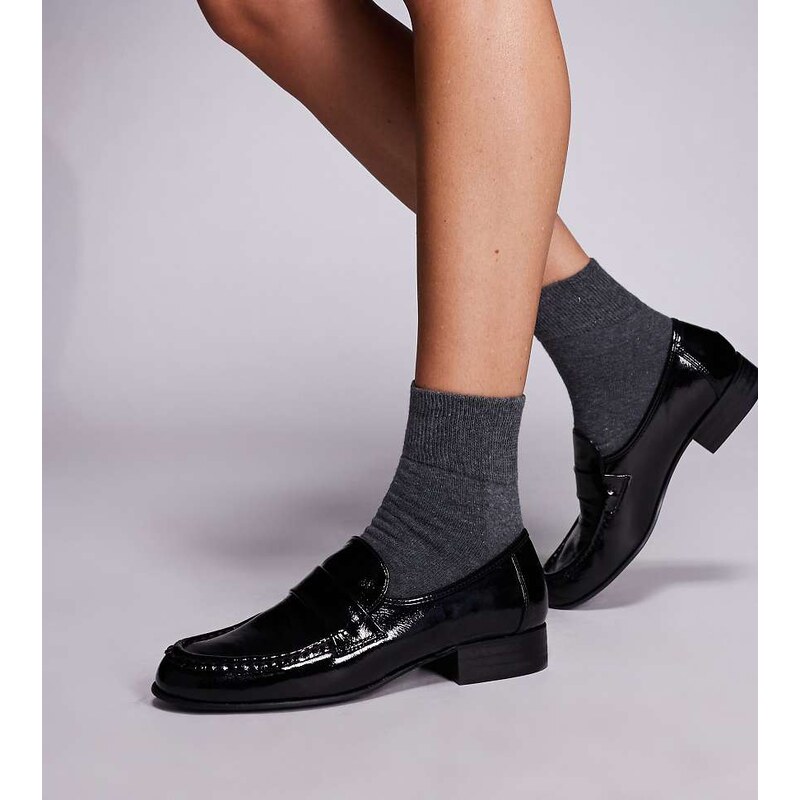 Public Desire Wide Fit Haboo loafers in black croc