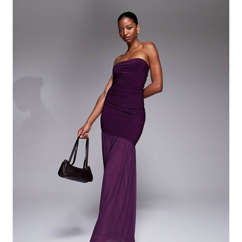 Kaiia exclusive premium slinky soft touch sheer mesh hem bandeau maxi 109025514