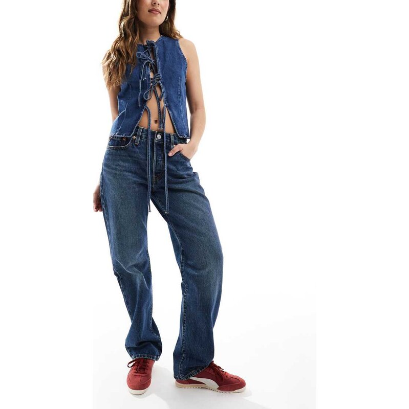 Levis 501 90s straight jeans in dark vintage wash-Blue
