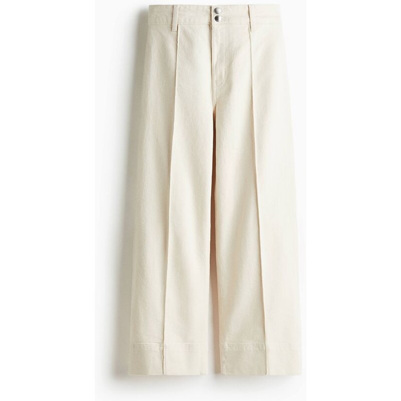 H&M - Wide High Ankle Jeans - Krémová