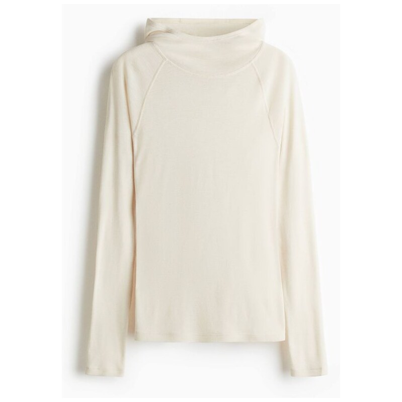 H&M - Vlněný sportovní tops kapucí - Světle Béžová