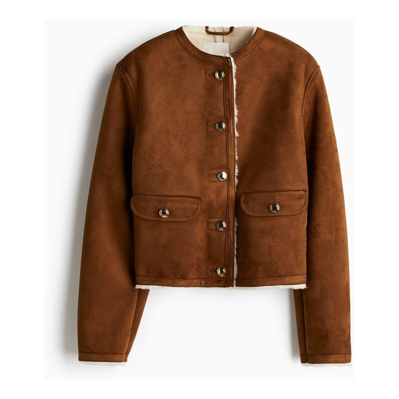 H&M - Bundas plyšovou podšívkou - béžová 109034885