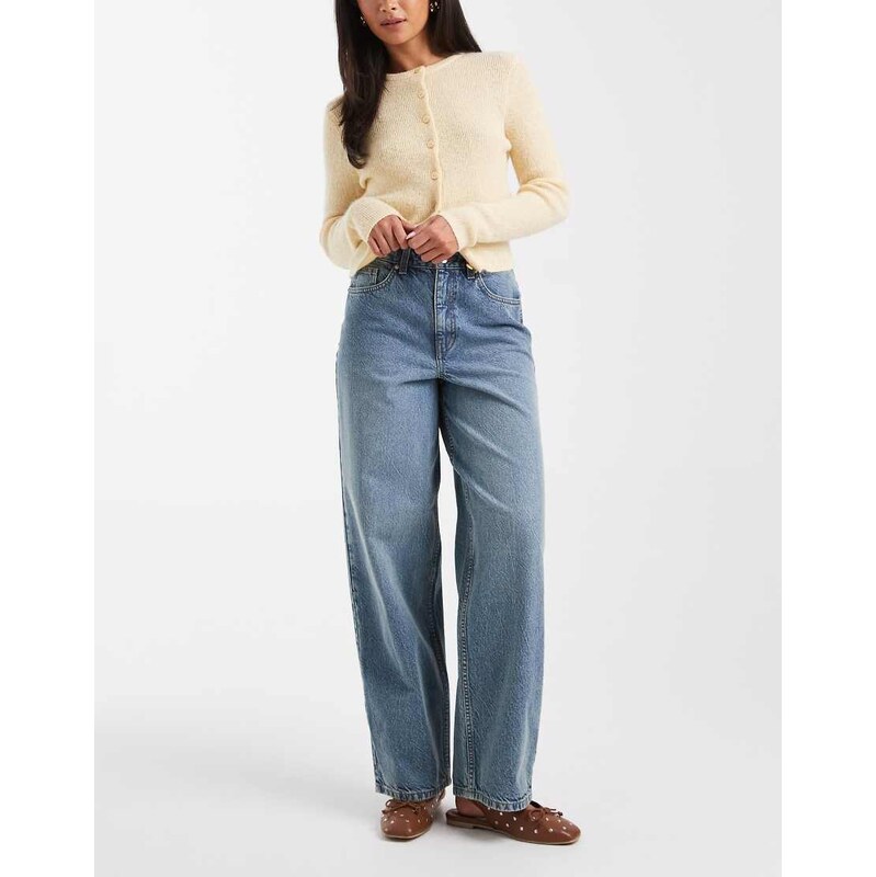 Miss Selfridge baggy jean in dirty wash-Blue
