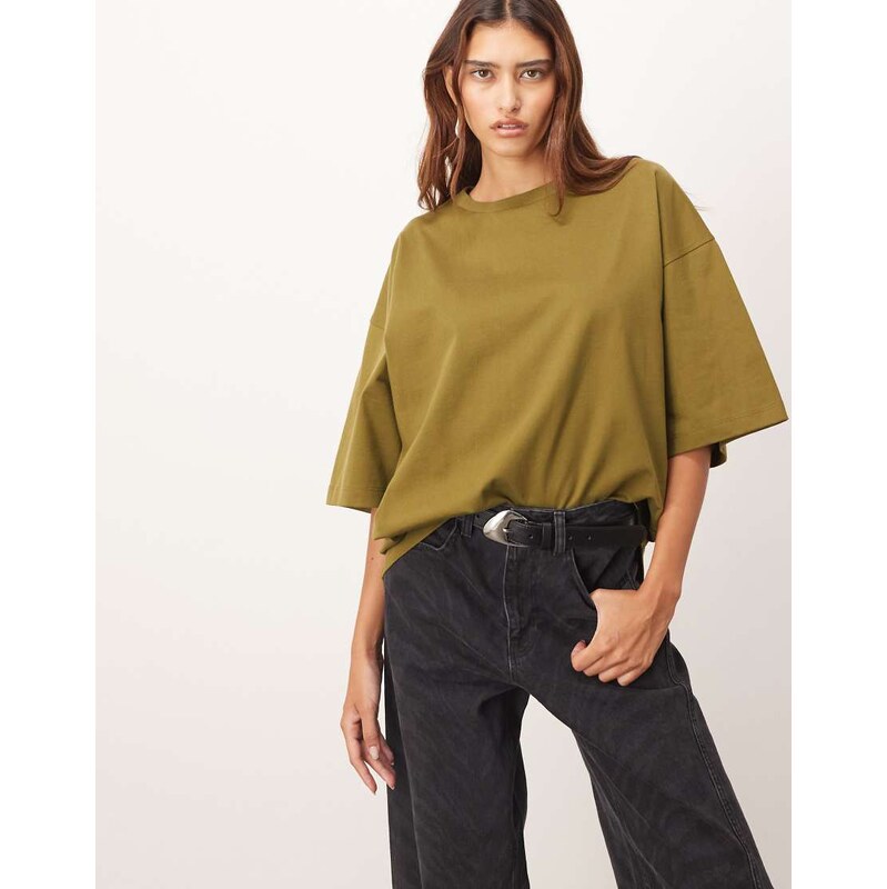 ARRANGE oversized premium heavy weight t-shirt in khaki-Green