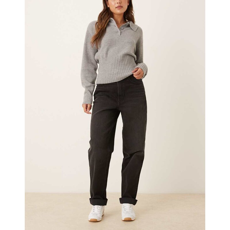 ASOS DESIGN high rise relaxed mom jean in black