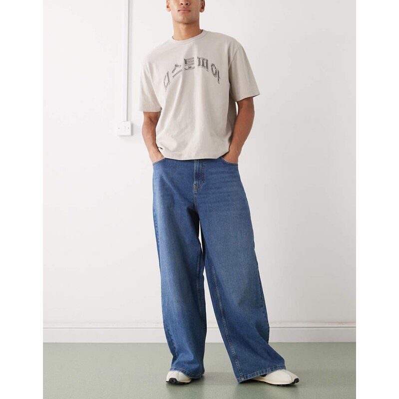COLLUSION wide leg jean in mid blue