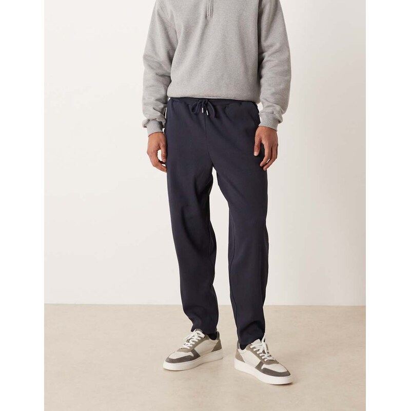 ASOS DESIGN tapered co-ord heavyweight ribbed joggers in navy -