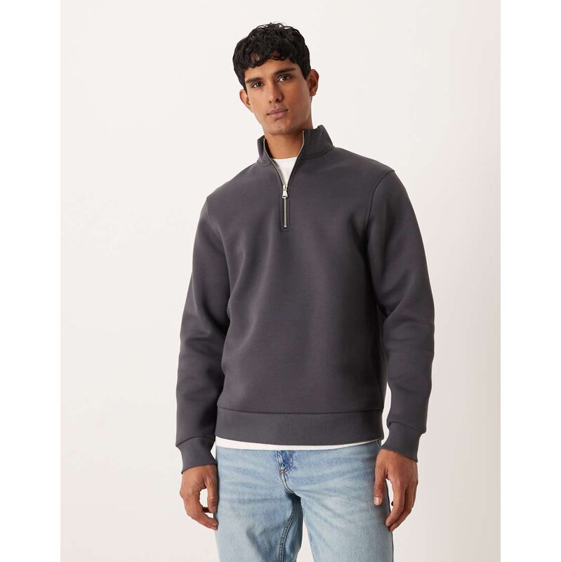 ASOS DESIGN heavyweight relaxed quarter zip sweatshirt in scuba