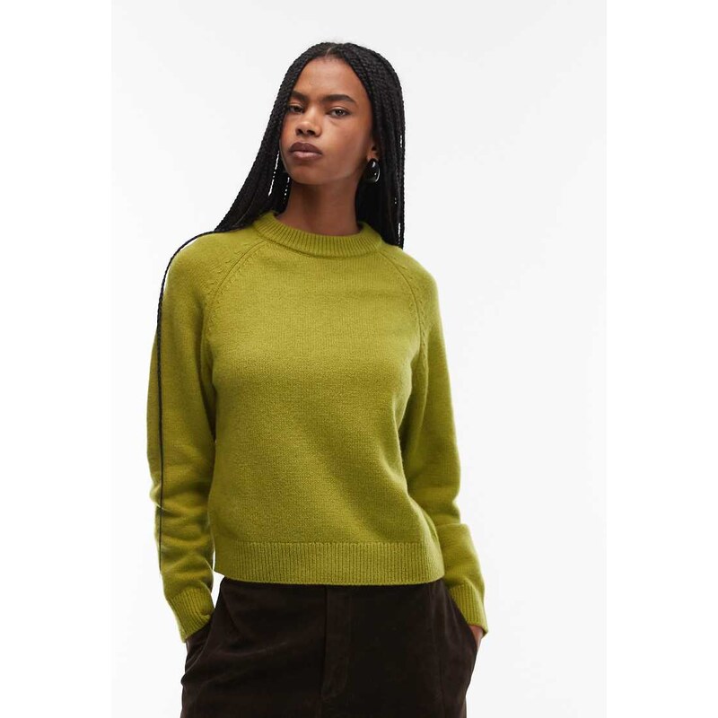 Mango Capsule wool mix jumper in dark green