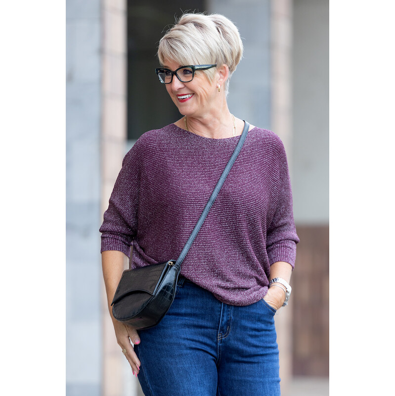 Deep Pink Elegantní top ANIKA Barva: Tmavě fialová, Velikost: